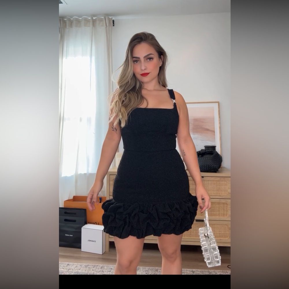 Glitter Black Ruffle Dress